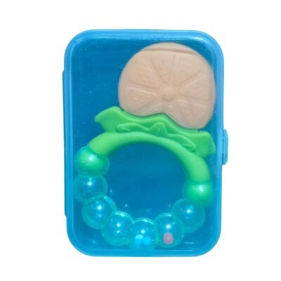 Baby Teether - Orange Shape with Beads - Green & Beige