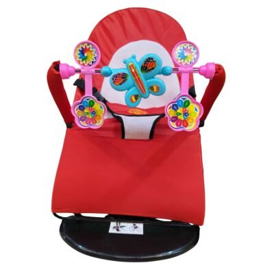 Foldable Baby Bouncer Chair with Soft Seat and Toys